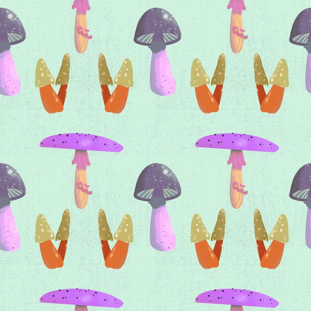 Mushroom Pattern Minty 1