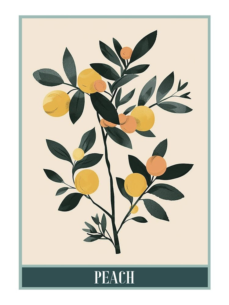 Peach Tree Flat Illustration 4 Poster
