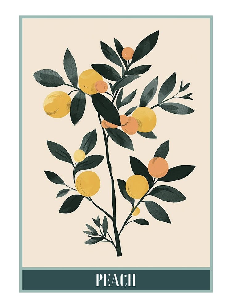 Peach Tree Flat Illustration 4 Poster