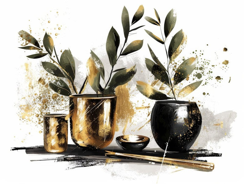 Gold And Black Vases