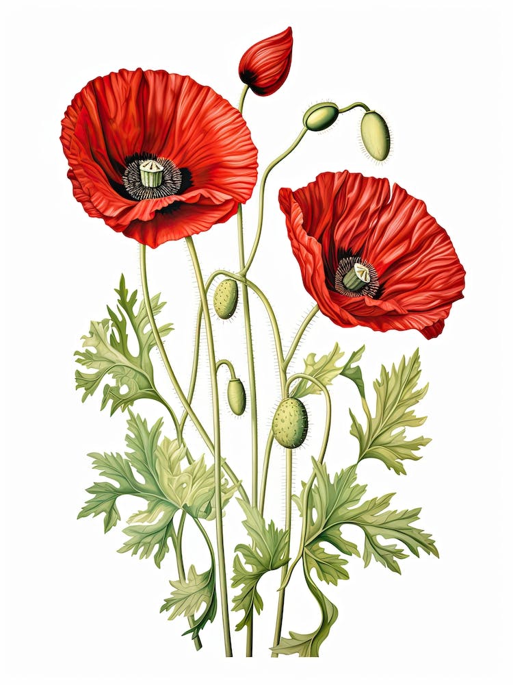 Poppies Flower Vintage Botanical 2