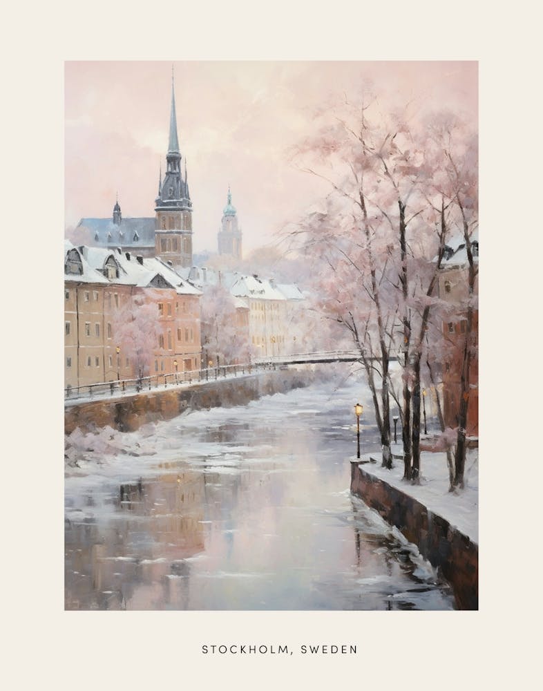 Dreamy Winter Painting Poster Stockholm Sweden 2
