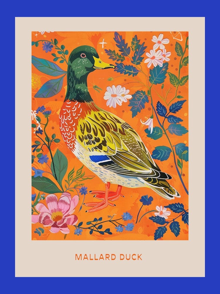 Spring Birds Poster Mallard Duck 2