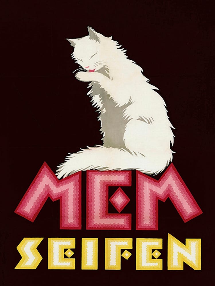 White Cat Vintage Poster