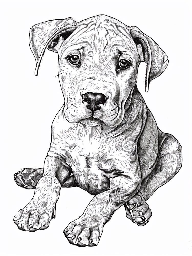 Dogo Argentino Dog Line Sketch 1