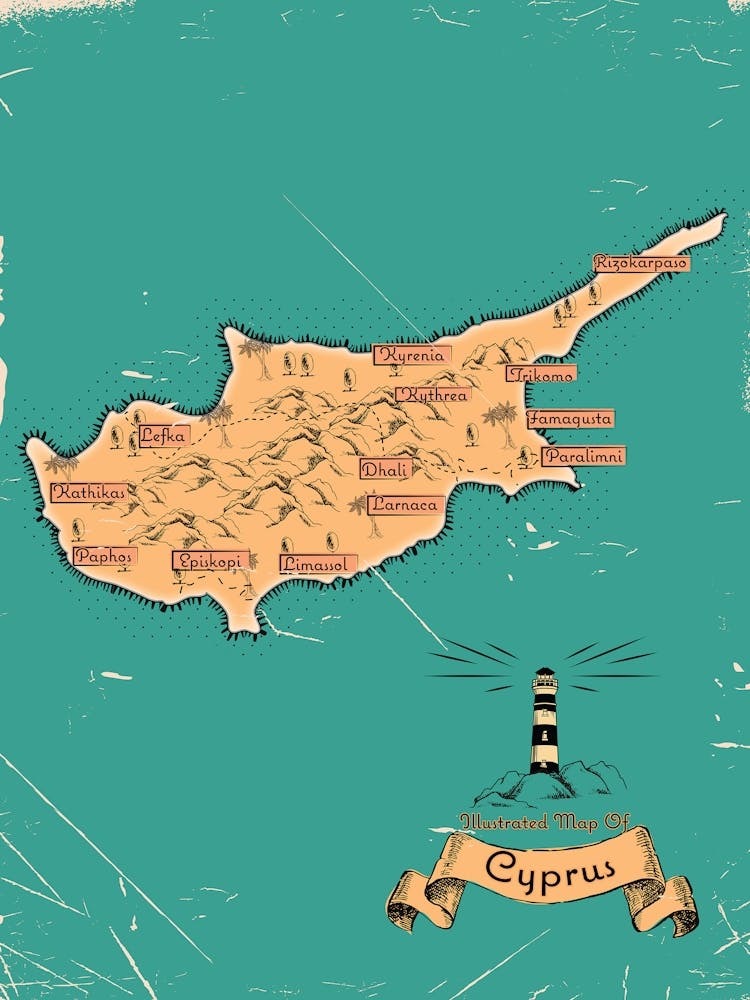 Vintage Cyprus Map