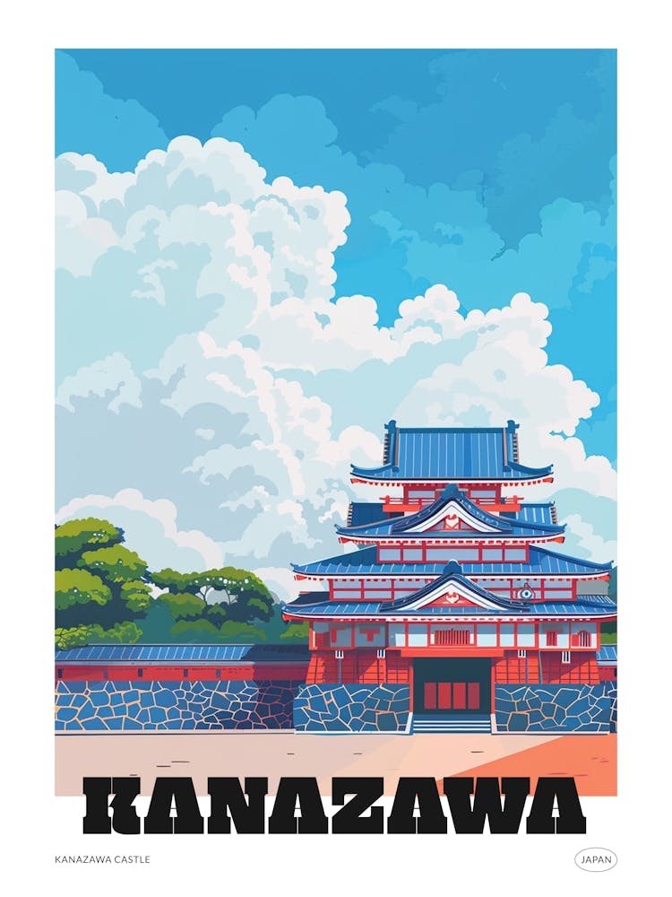 Kanazawa Castle Japan 1 Colourful Illustration Poster