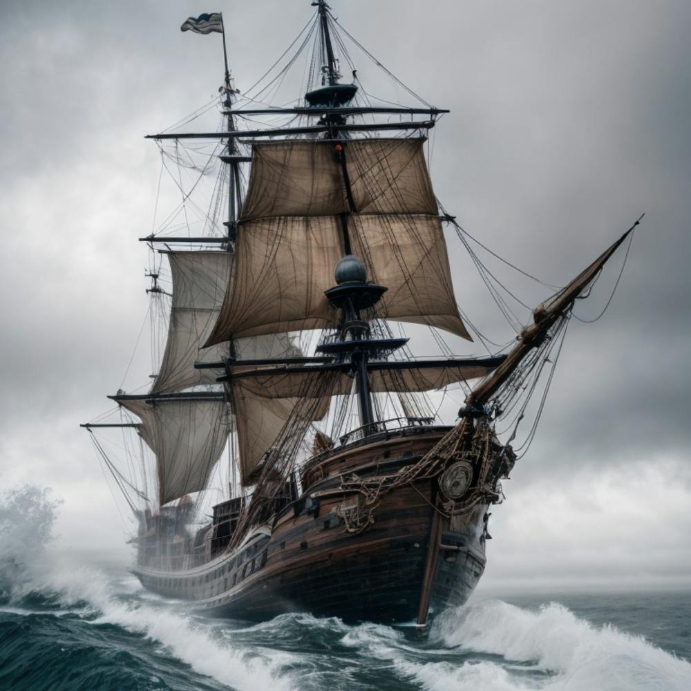 Pirate Ship In Rough Seas