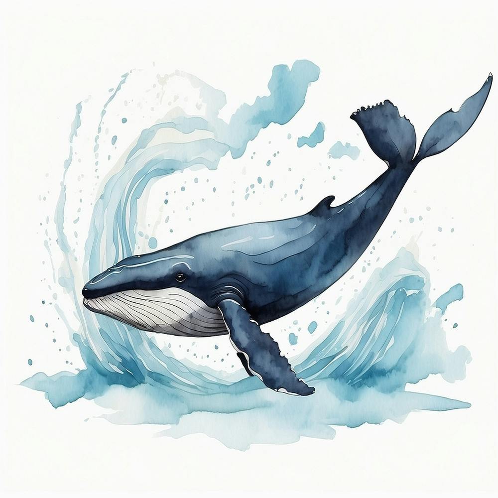 Peinture à l'Aquarelle Baleine
