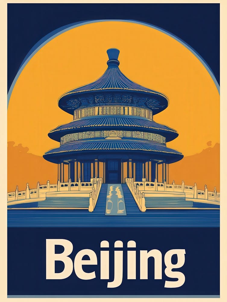 Aihrgdesign A Retro Travel Poster For Beijing Featuring The S Bb02567f 5e73 4c4b 90b0 020e466e6410 2