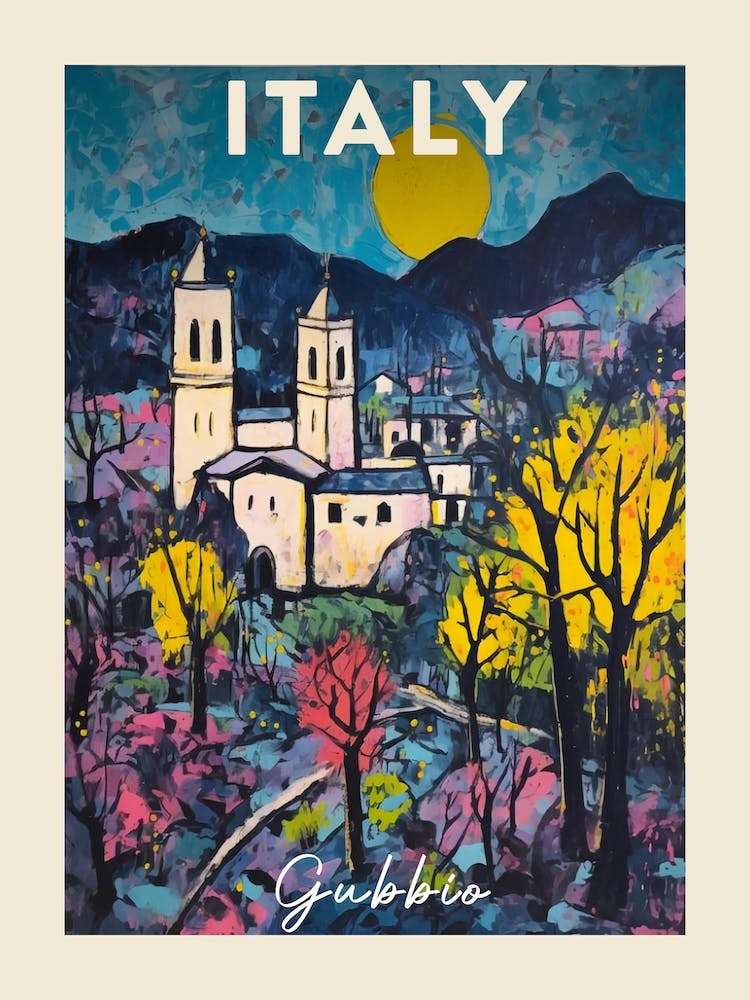 Gubbio Italy 2 Fauvist Painting  Travel Poster