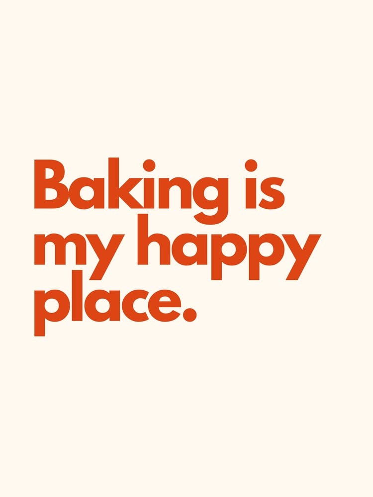 Baking Happy Place Kitchen Typography Cream Red