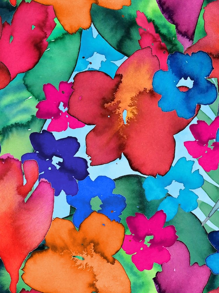 Rich Inky Florals Colourful