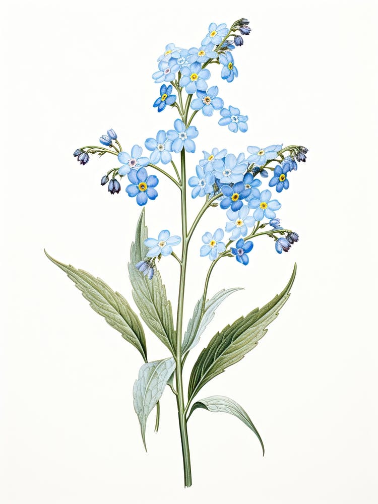 Forget Me Nots Flower Vintage Botanical 3