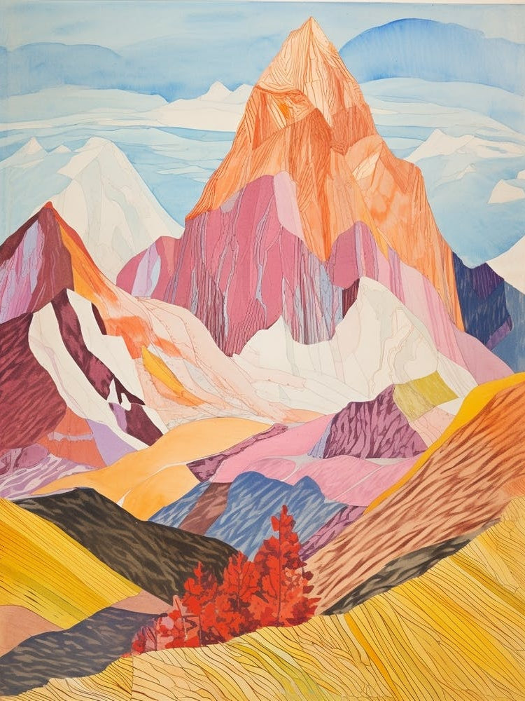 K2 Pakistan Colourful Mountain Illustration