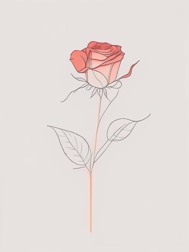 Rose Floral Minimal Line Drawing 2 Flower