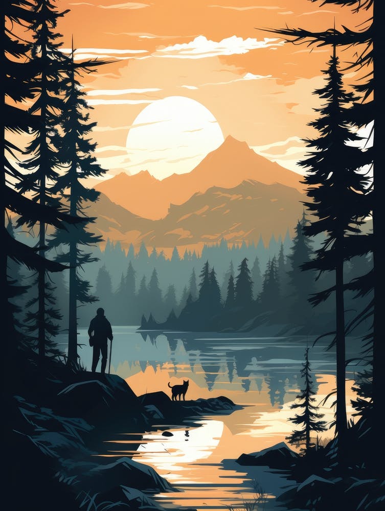 Sunset Landscape In The Forest