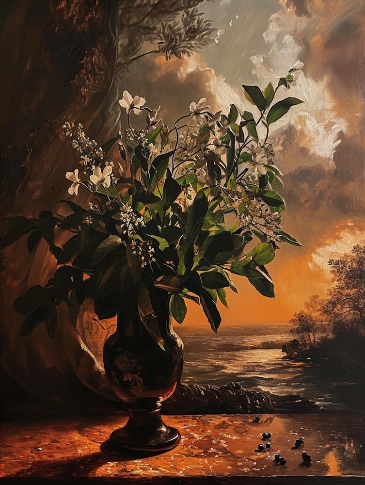 Baroque Floral Still Life Periwinkle 1