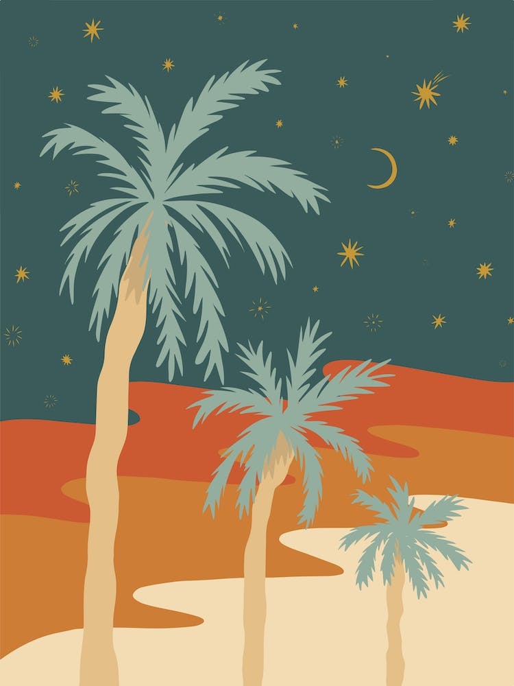 Palm And Peaceful Night Orange