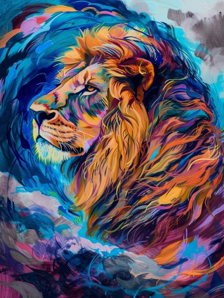 Masai Lion Facing A Storm Fauvist Painting 3