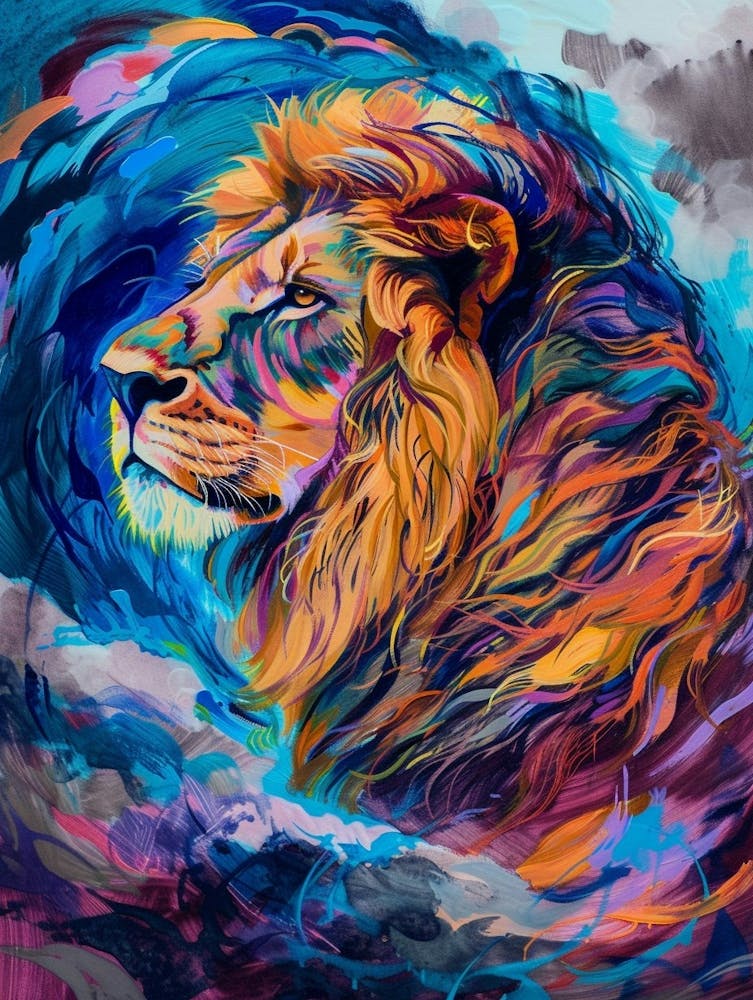Masai Lion Facing A Storm Fauvist Painting 3