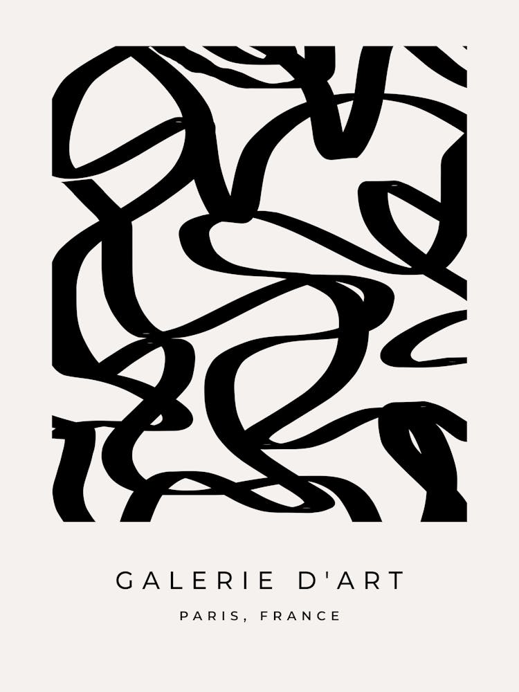 Abstract Line Swirl Cream White And Black