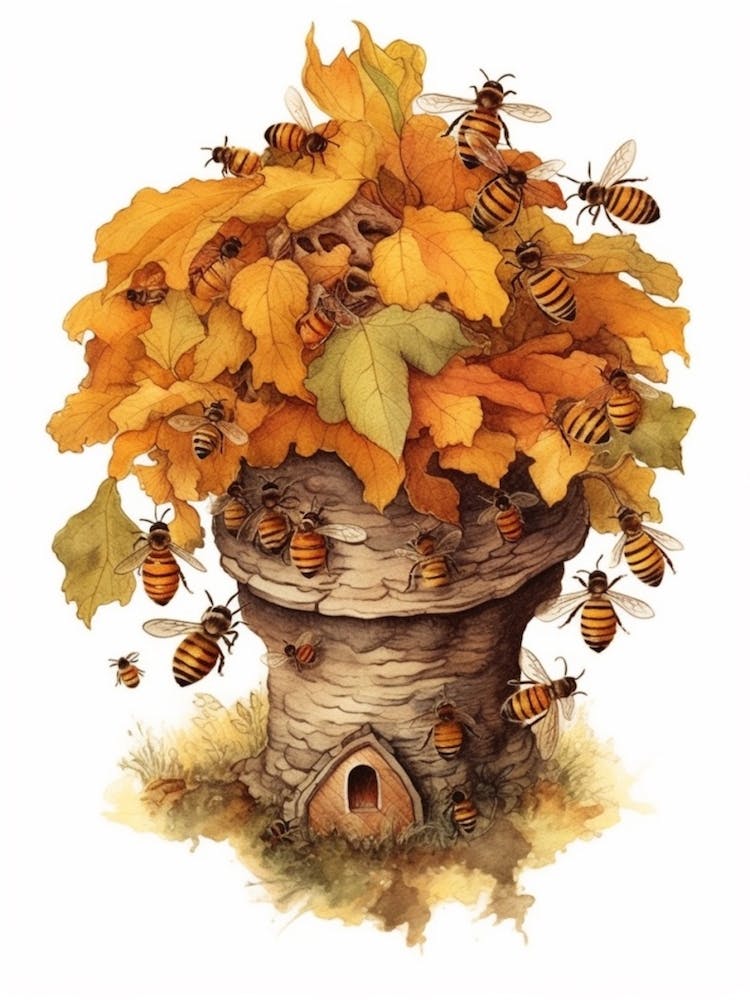 Blood Bee Beehive Watercolour Illustration 3