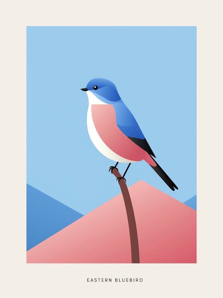 Minimalist Eastern Bluebird 1 Bird Poster