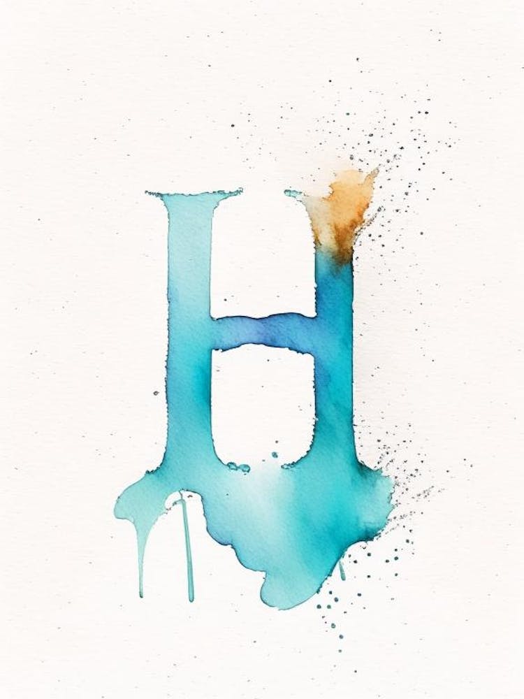 H, Letter, Alphabet Minimalist Watercolour 1
