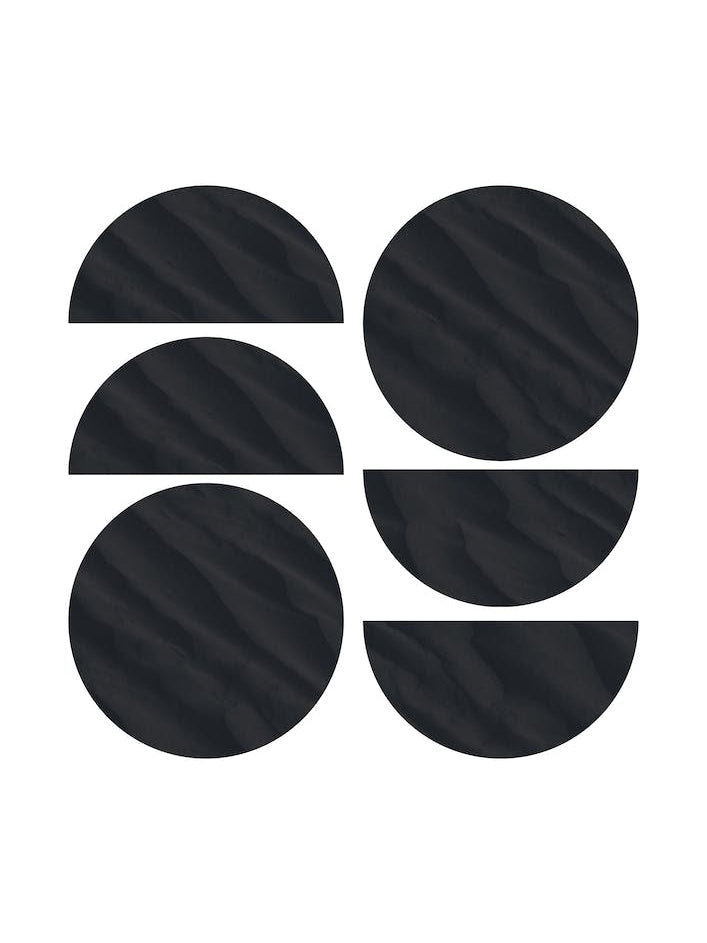 Six Black Half and Full Circles Abstract