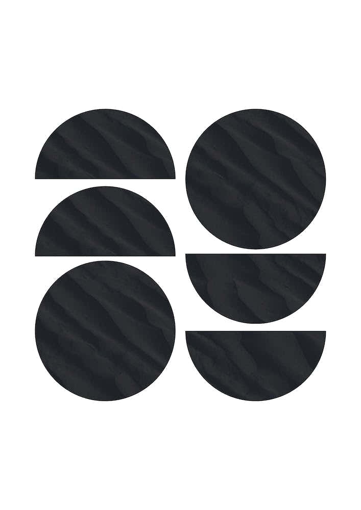 Six Black Half and Full Circles Abstract