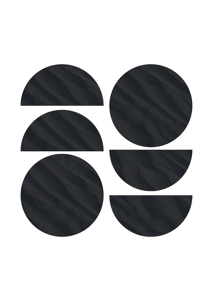 Six Black Half and Full Circles Abstract