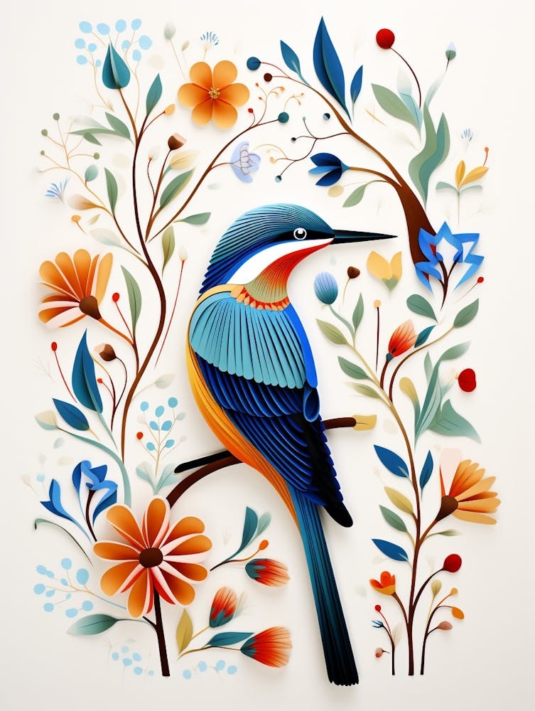 Scandinavian Bird Illustration Kingfisher 1