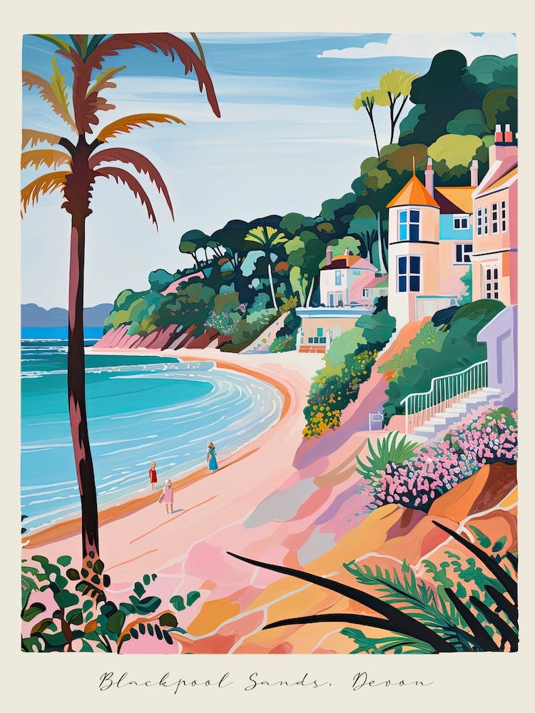 Poster Of Blackpool Sands, Devon, Matisse And Rousseau Style 3