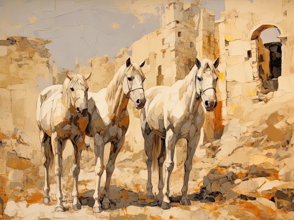 Horses Painting In Cappadocia, Turkey, Landscape 4