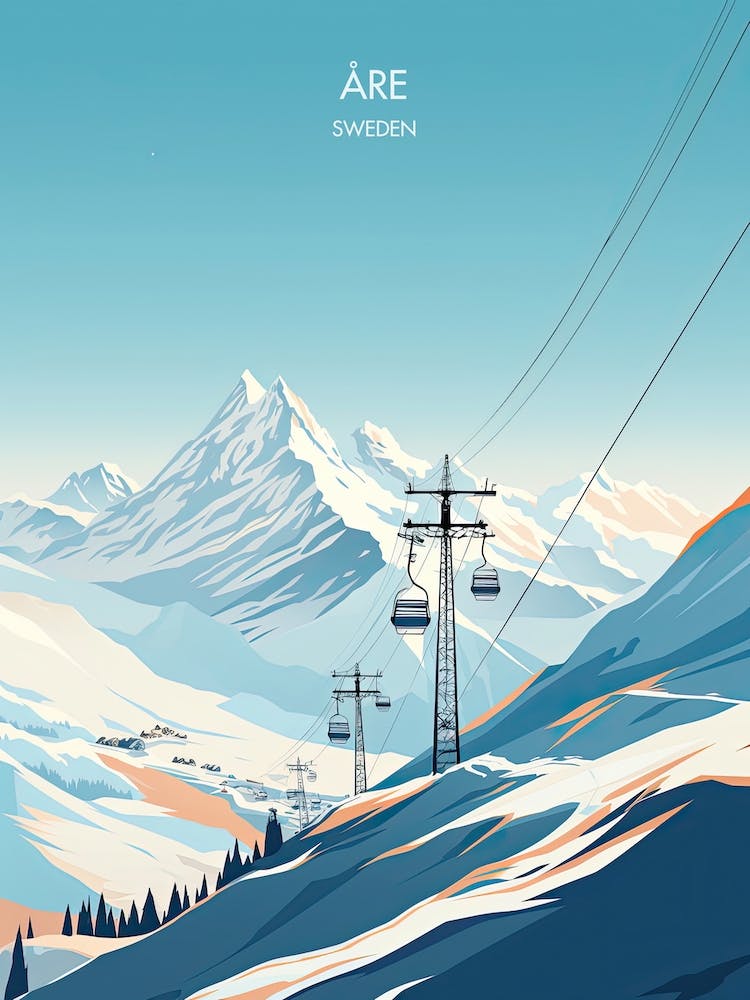 Poster Of Are   Sweden, Ski Resort Illustration 3
