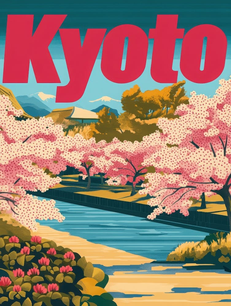 Aihrgdesign A 1970s Inspired Travel Poster For Kyoto 3
