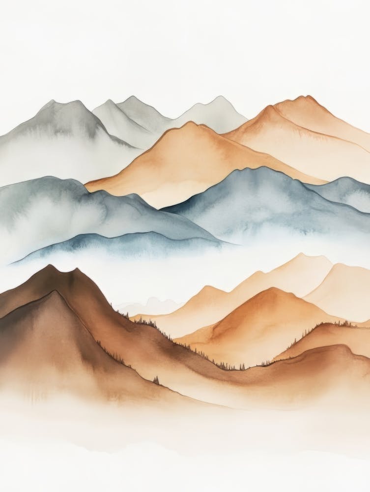 Watercolour Hills Brown Beige 3