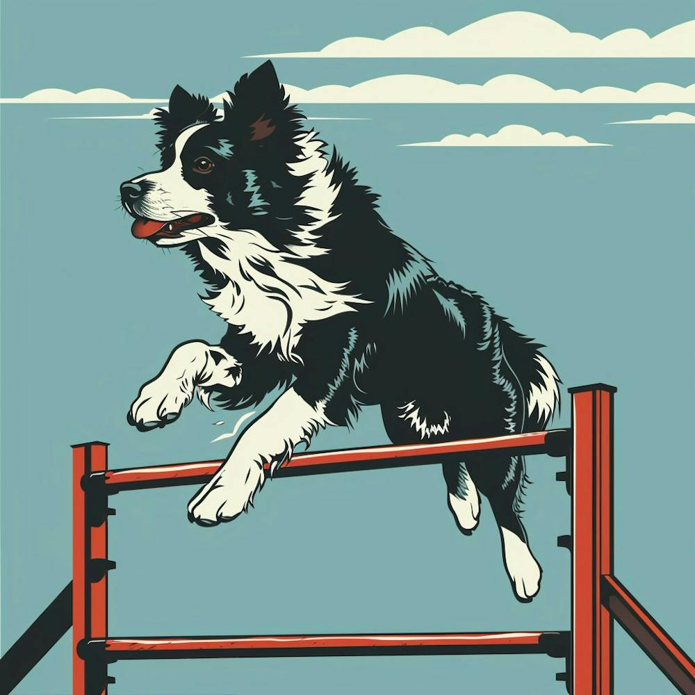 Border Collie Jumping Hurdles 1
