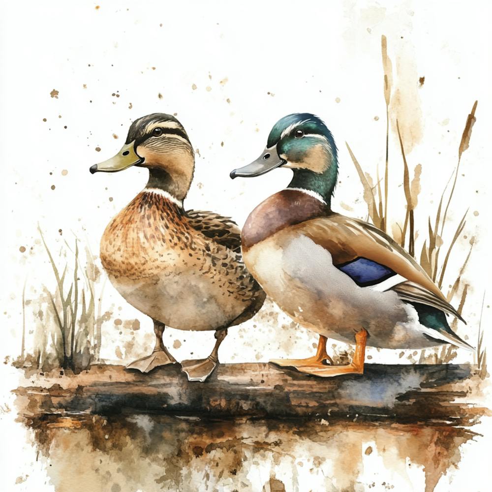 Aquarell Rustikale Wildenten 5