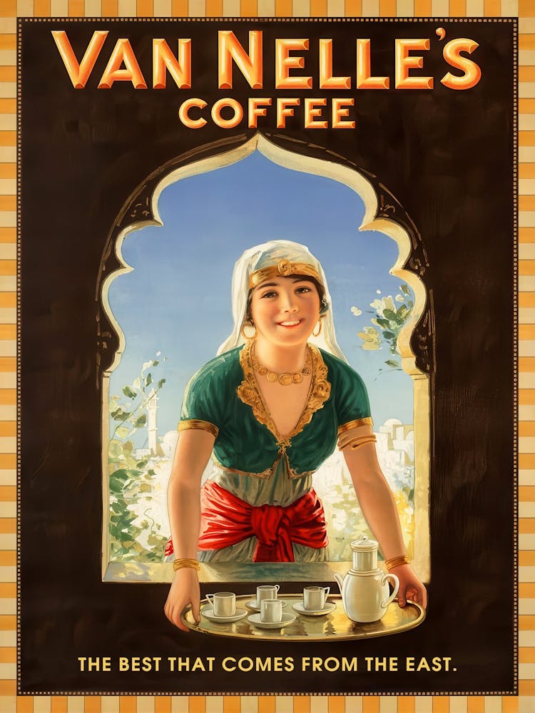 Van Nelle's coffee, Netherlands/Holland, 1910 — Vintage Dutch Coffee Poster (Holland 1950s kitchen wall art, retro café print)