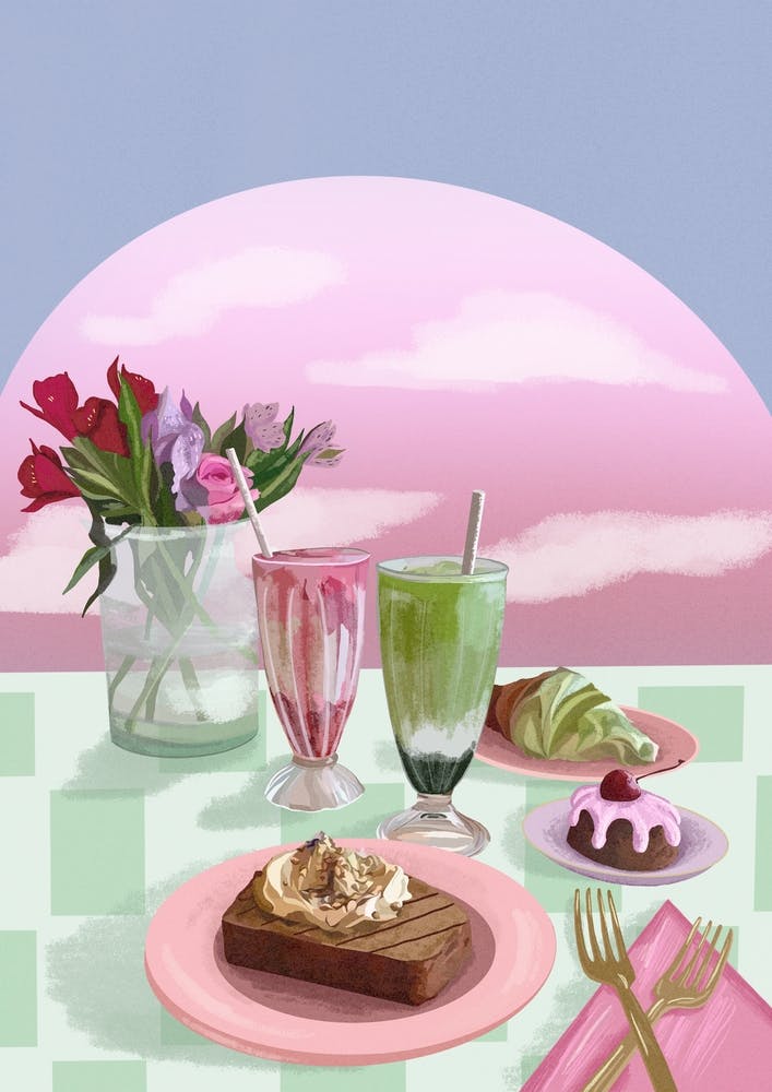 Pink And Green Flower Still Life