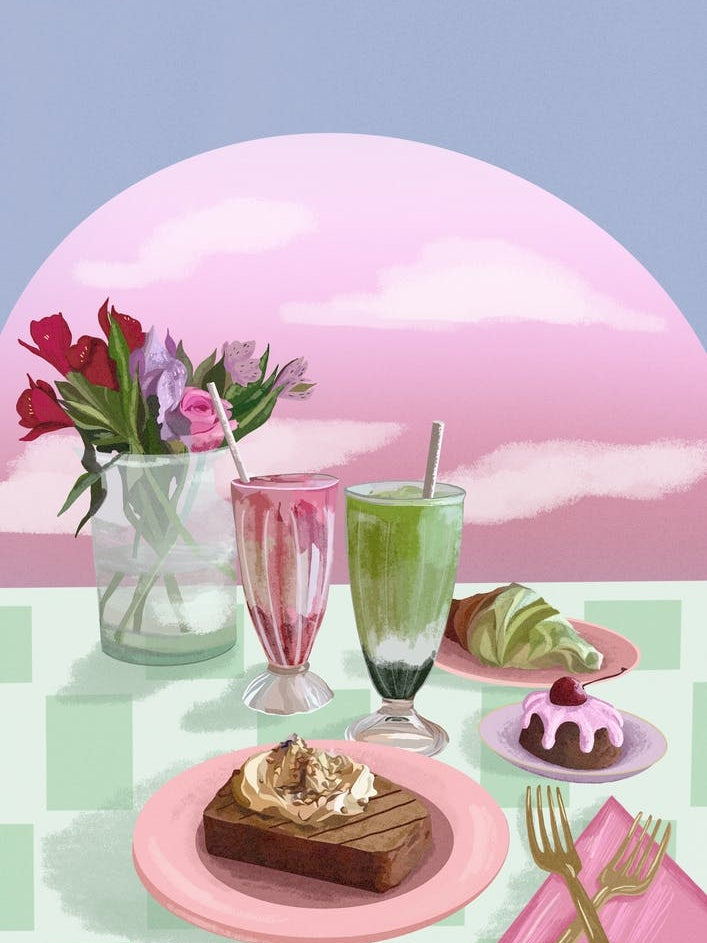 Pink And Green Flower Still Life