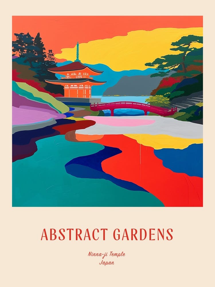 Colourful Gardens Ninna Ji Temple Japan 2 Red Poster