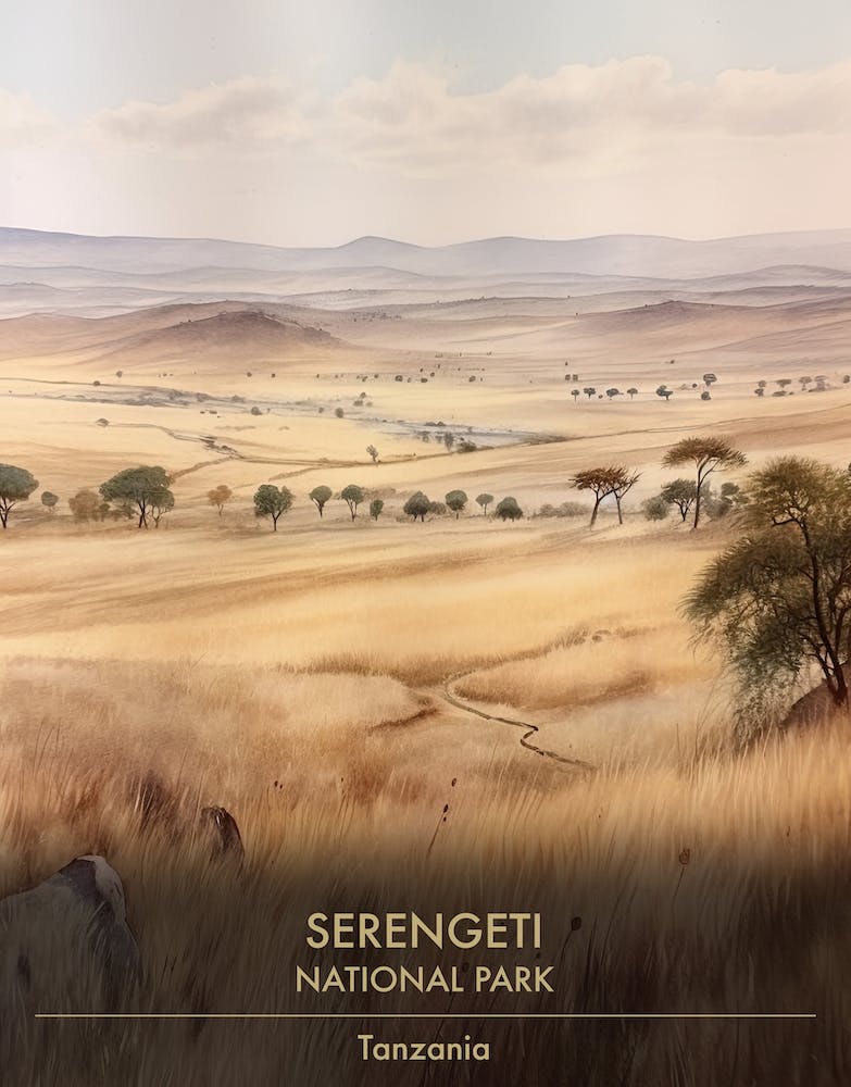 Serengeti National Park Tanzania Watercolour 4