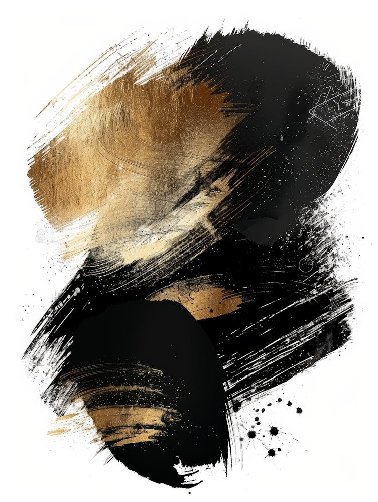 Abstract Black Gold Painting 1