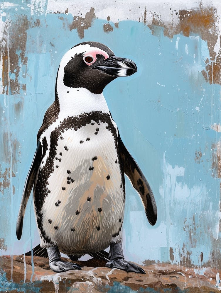 Manchot Africain, Deception Island, Peinture à l'Huile 2