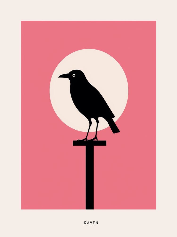 Minimalist Raven 2 Bird Poster