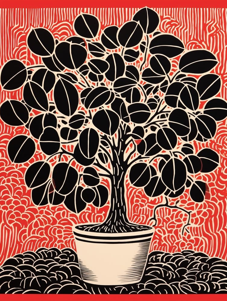 Pink And Red Plant Illustration Rubber Plant Ruby Ficus 4