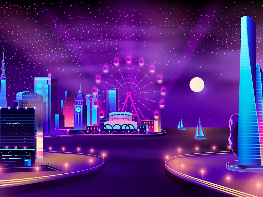 Synthwave Neon City #2 — Vector art